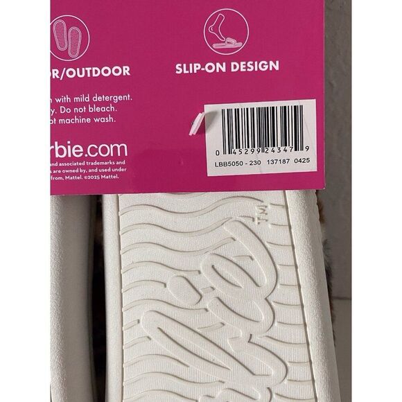 Barbie Leopard Print Pink Heart Plush Faux Fur Slippers Women’s Size Small 5-6 - Picture 16 of 16